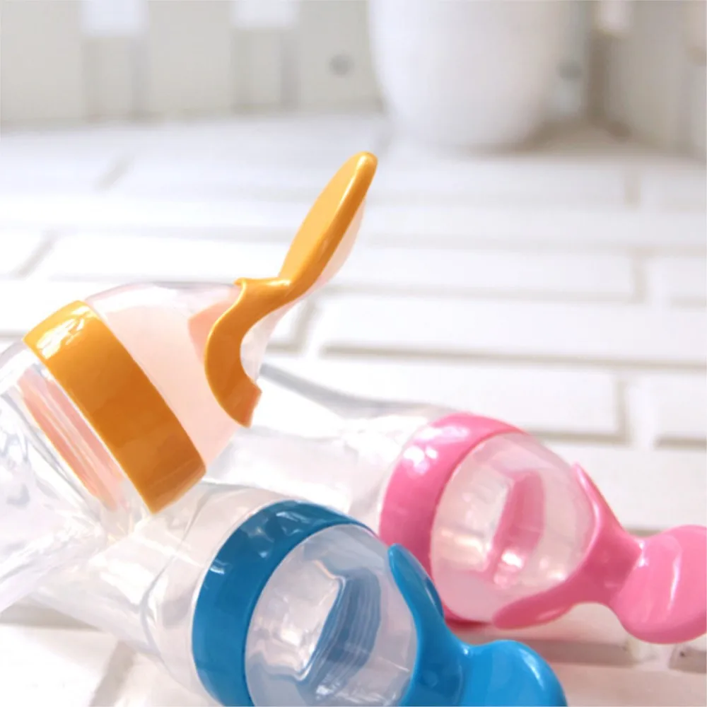 Newborn Baby Squeeze Feeding Bottle Silicone Training Porridge Rice Spoon Infant Cereal Food Supplement Feeder Safe Tableware 5