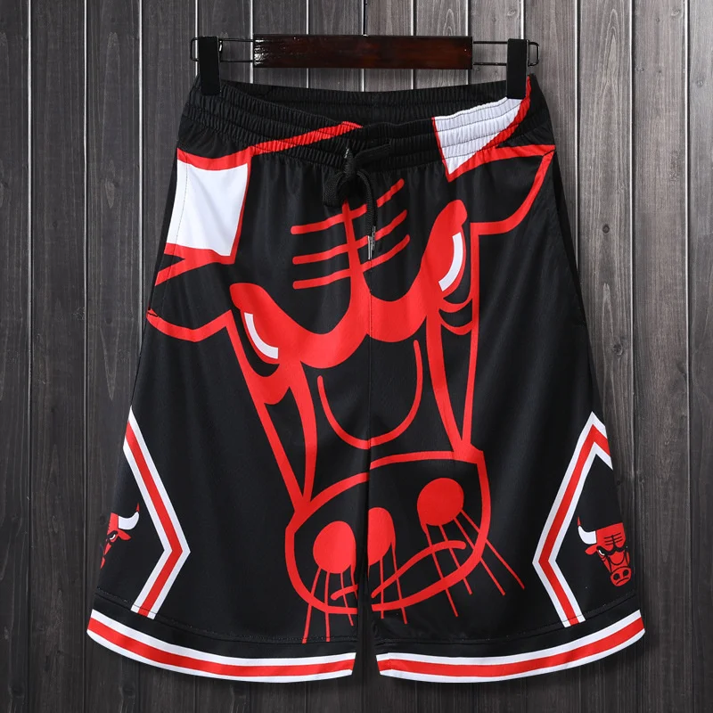 

Ah yuan Vintage Street Basketball Pants Warriors Raptors Sports Training Men's Loose Oversized Shorts Male Casual Sweatpants