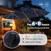 13FT Double-Sided Patio Umbrella with Solar Lights, Outdoor Table Rectangular Umbrellas with 120 LED Lights, Hand Crankf or Lawn 3