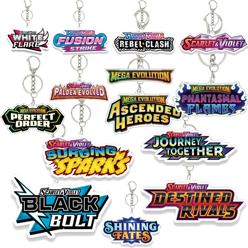 Porte-clés en acrylique de la nouvelle série Mega Evolution PTCG, avec logo de carte de collection du jeu Scarlet et Violet 151, breloque de sac