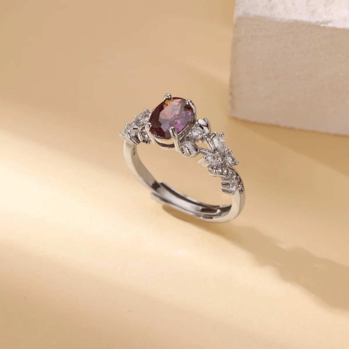 Purple Zircon Oval Rings For Women Men