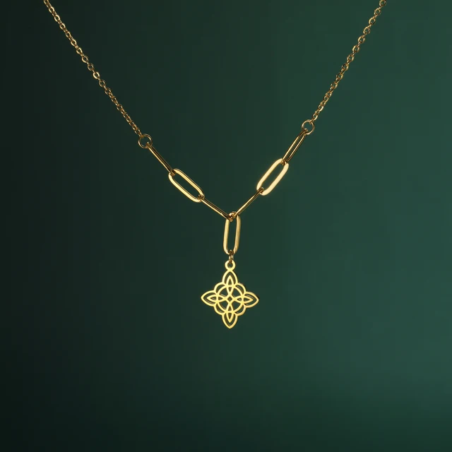 Skyrim Witch Knot Double layered Pendant Stainless Steel Necklace Women's Fashion Retro Talisman Birthday Gift Jewelry Gift 2