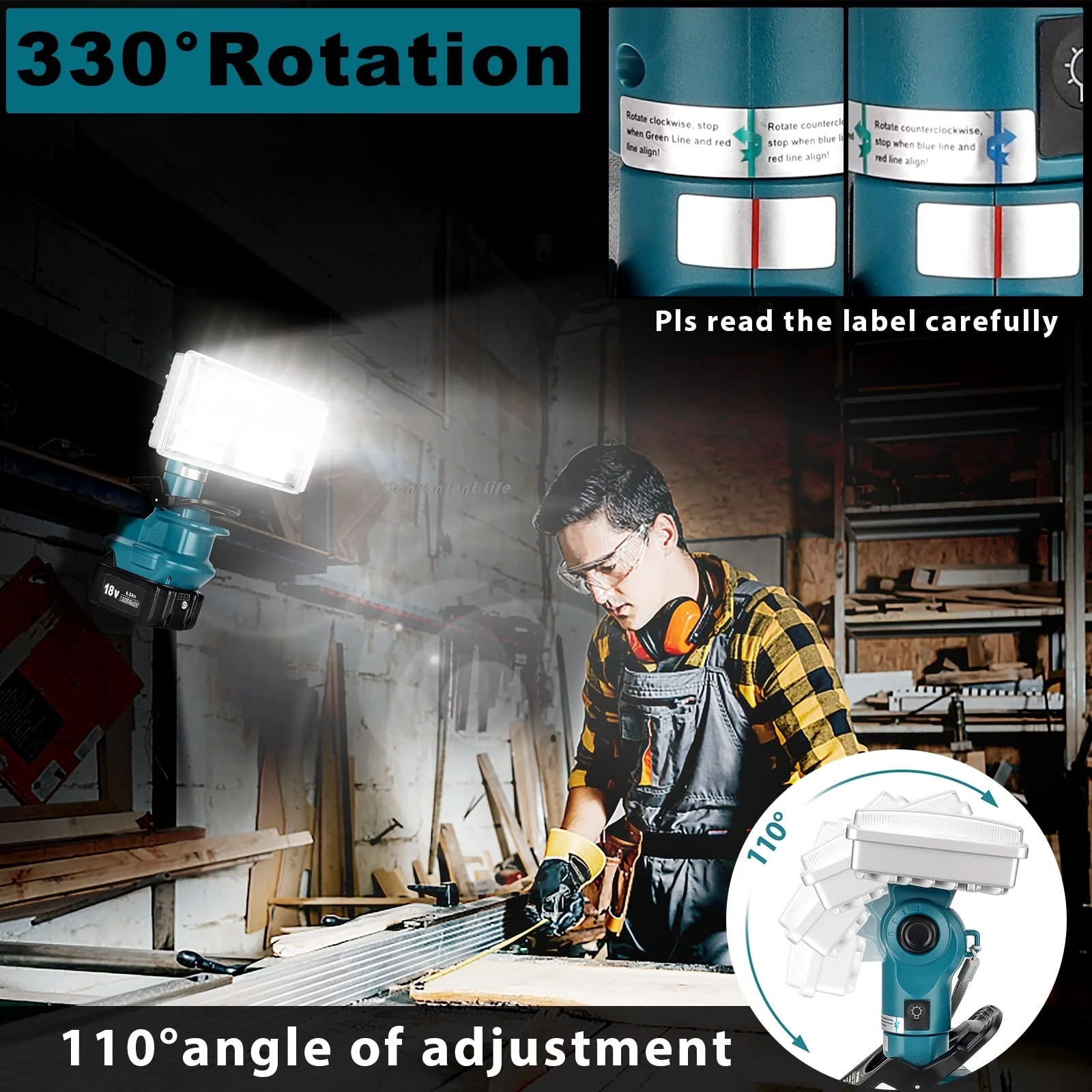 4200LM Cordless LED Work Light for Makita 18V Battery Floodlight Spotlight Flash