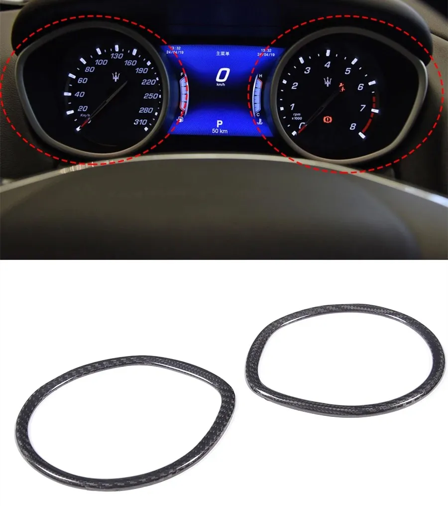 

Real Carbon Fiber Car Dashboard Tachometer Decorative Ring Sticker Interior Accessories For Maserati Ghibli 2014-2020