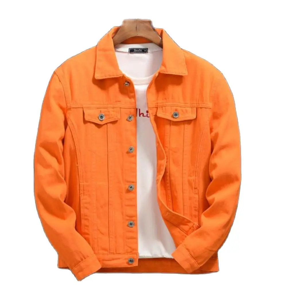 

Куртка мужская джинсовая приталенная, повседневная верхняя одежда из денима, куртка из денима, фиолетовый/оранжевый топ, весна 2024