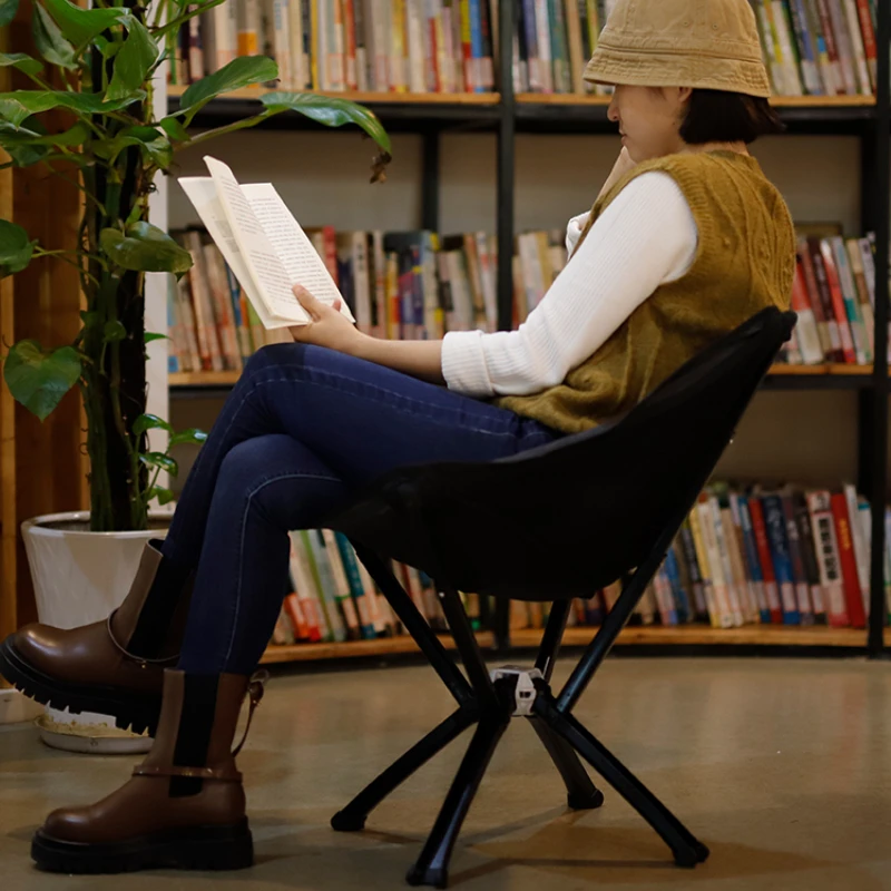 

Moon chair ultra-light aluminum alloy outdoor folding portable lazy leisure installation-free backrest camping chair