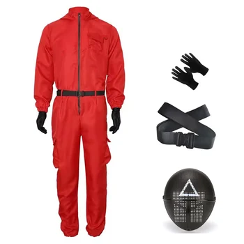 New Red Calamari Costume Cosplay Giochi Tuta Tuta da festa Abiti Puntelli Gioco di ruolo Costume classico