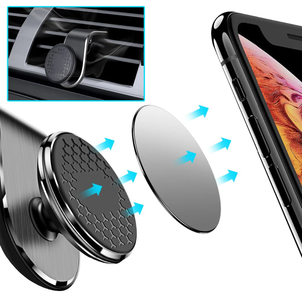 

Universal Car Phone Holder Magnetic Air Vent Clip Mounting Stand Metal 360 Rotation Bracket Map Interior Auto Accessories Tools