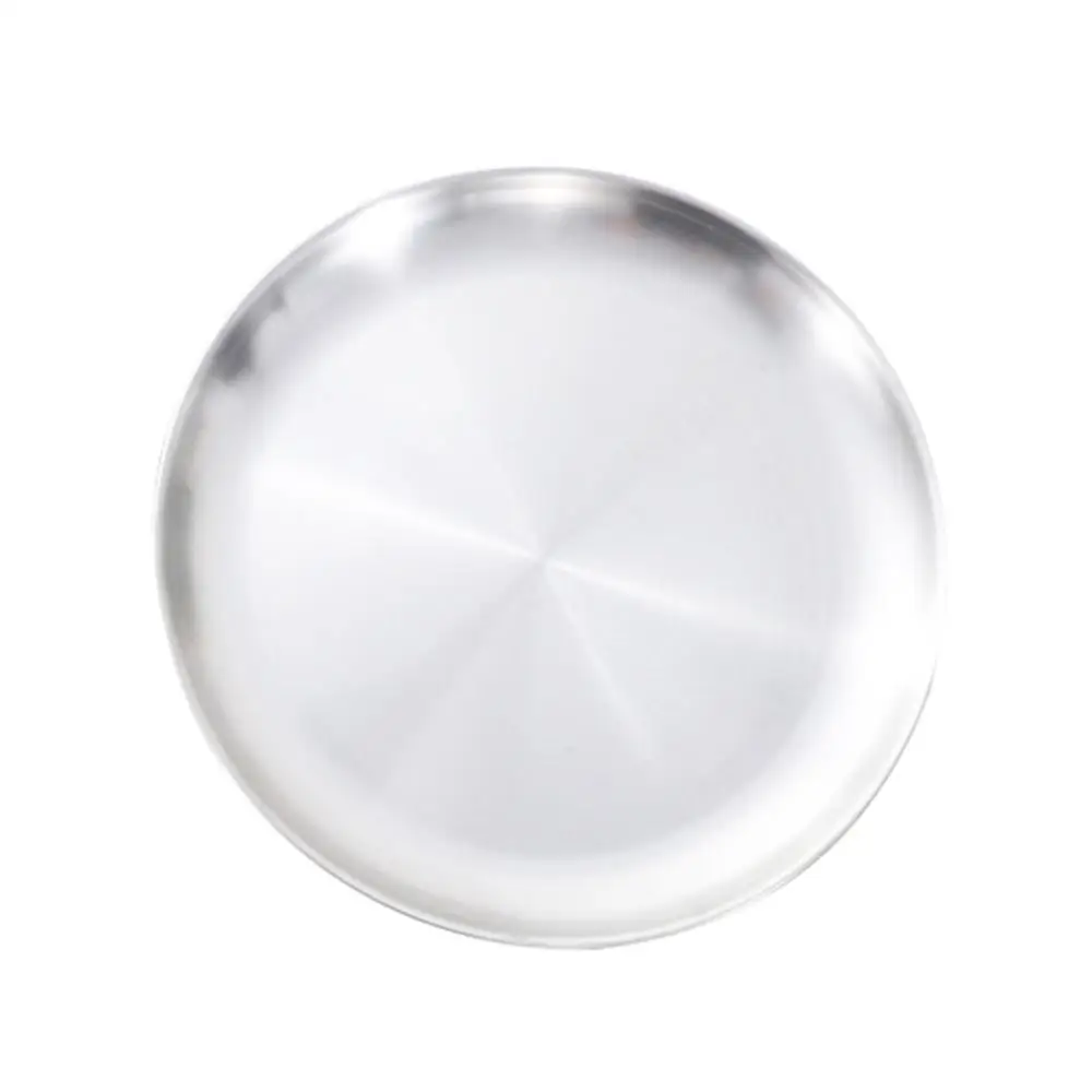 14/17/20/23/26cm Stainless Steel Matte Round Dining Plate Tableware Dessert Pizza Dish Fruit Tray Round Shape Meat Dinnerware