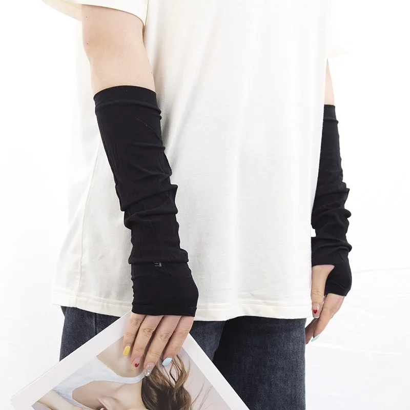 1 Pair Unisex Summer Finger Sleeve Ice Cool Wearing High Elastic Elbow Spring Outdoor Riding Fingerless Fishing Ice Silk Sleeves fingerless gloves,half finger gloves,fingerless compression gloves,gaming finger sleeves,ice sleeves