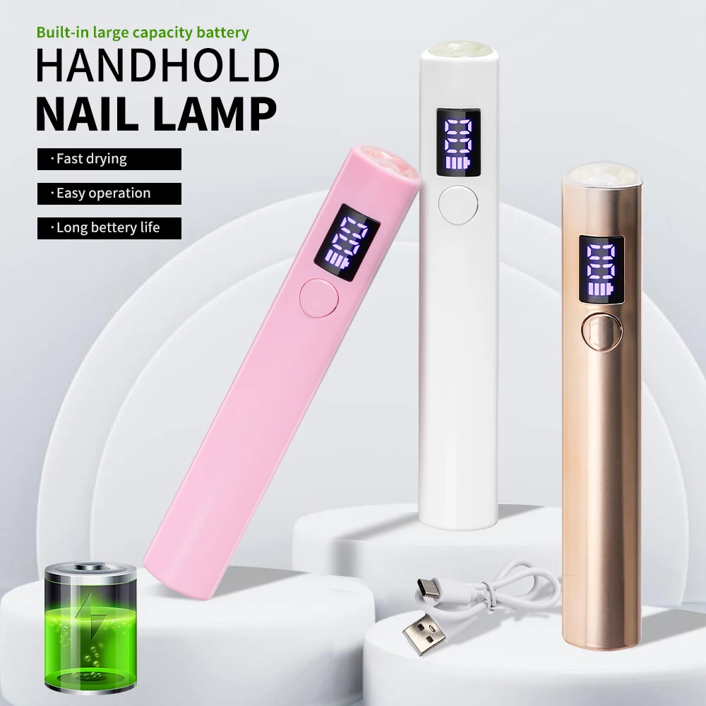 Nail Lamp Mini Handheld UV LED Nail Art Lamp Rechargeable Portable Nail Drying Lamp for Curing Gel Polish Display Art Machine