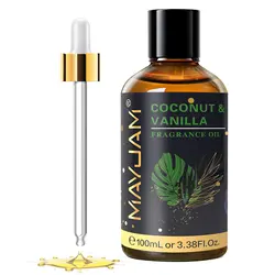 100ml Fragrance Oils Collection with Dropper - White Musk, Bubble Gum, Sea Breeze, Freesia, Baby Powder - 100ml (Coconut  Vanilla)