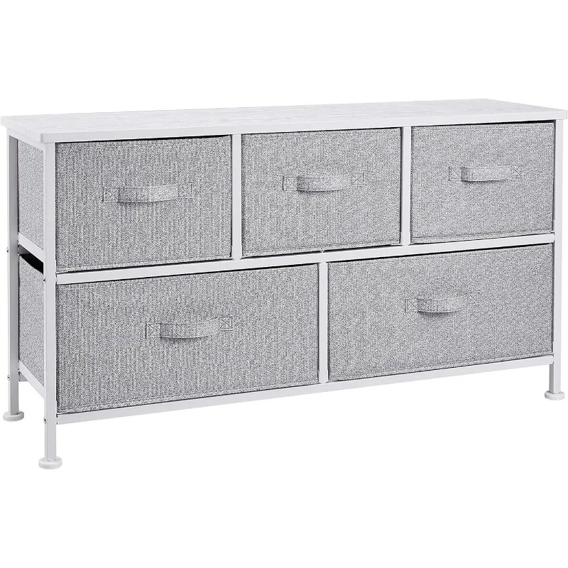 

Extra Wide Fabric 5-Drawer Storage Organizer Unit for Closet, White