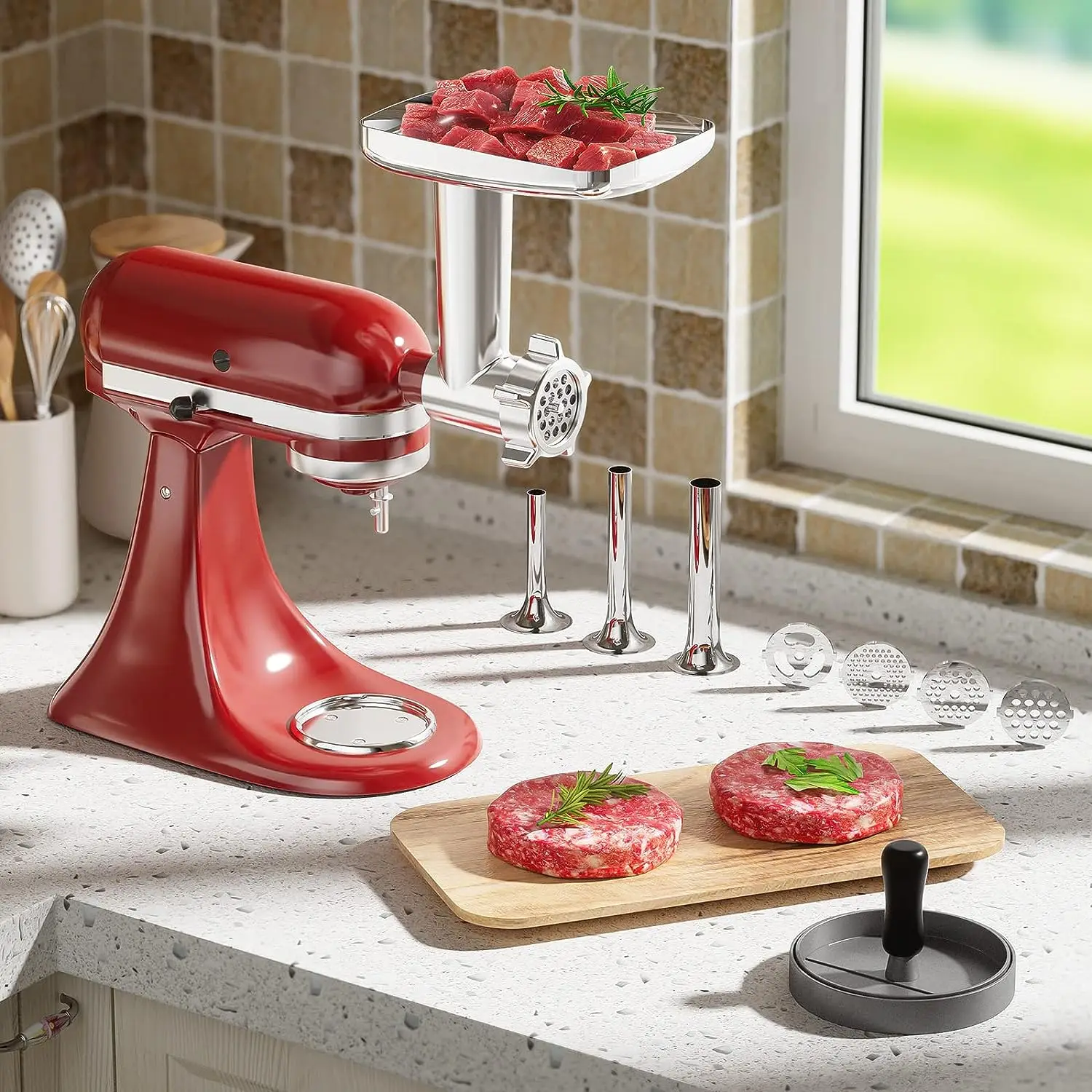 Sausage Stuffer, Great Attachment for KitchenAid Mixers, Including 3