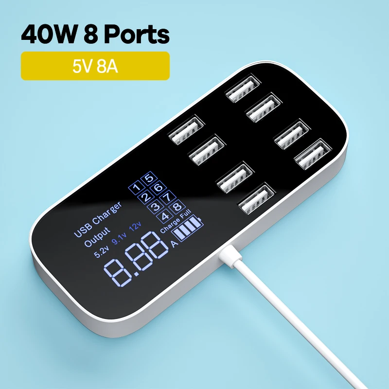 charger 65 watt Digital Display Quick Charge USB Charger HUB Tablet Mobile Phone Charger Adapter Fast Charger For iPhone xiaomi huawei samsung usb fast charge Chargers