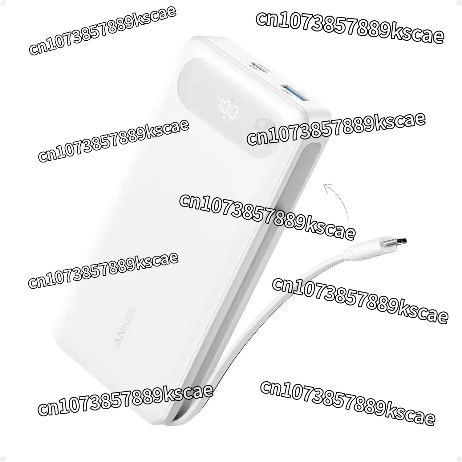 Anker סוללת גיבוי 20,000mAh מטען נייד עם כבל USB-C מובנה 87W טעינה מהירה מרבית חבילת סוללות 2 USB-C ו-1 USB-A