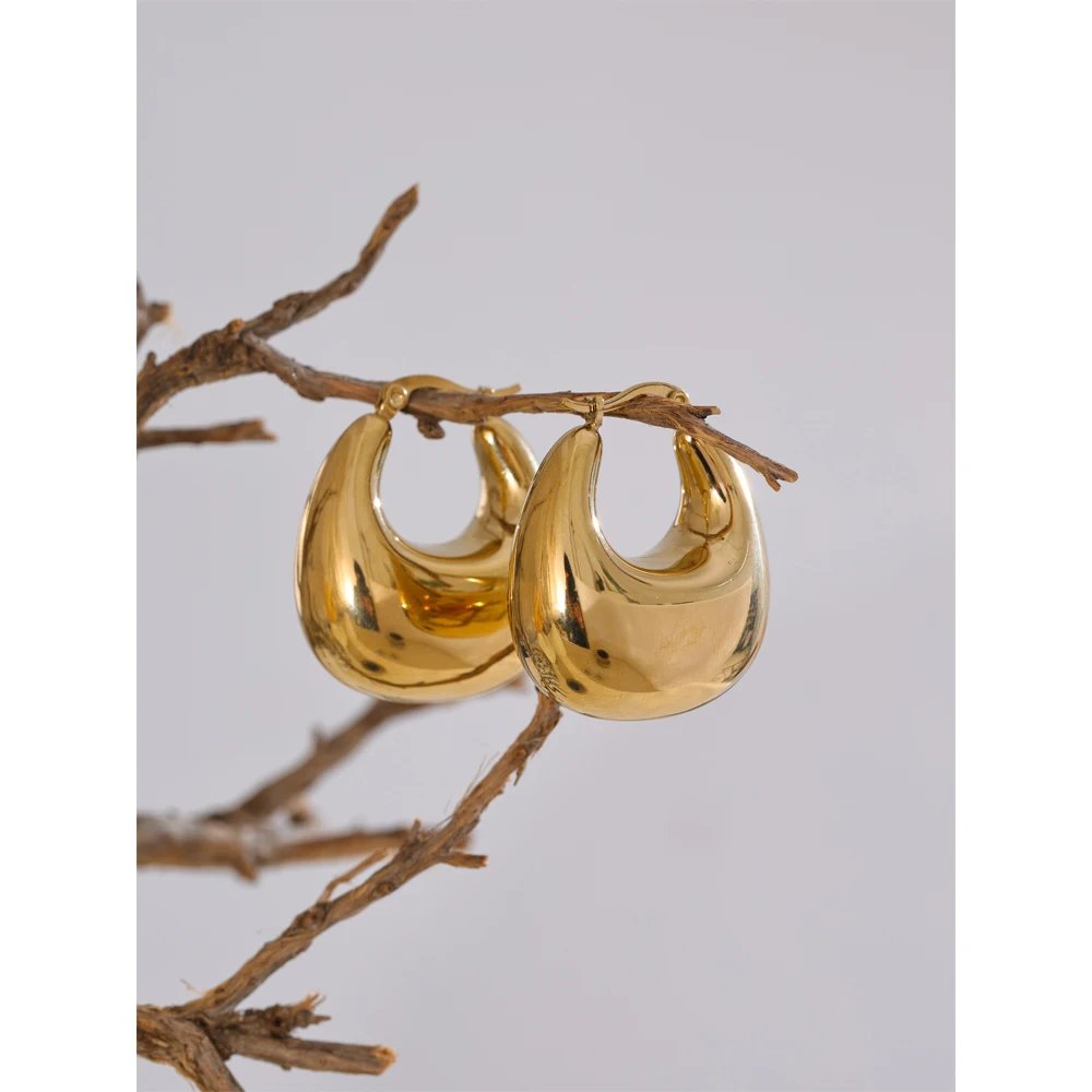 Yhpup Hoop Earrings Stainless Steel PVD Plated