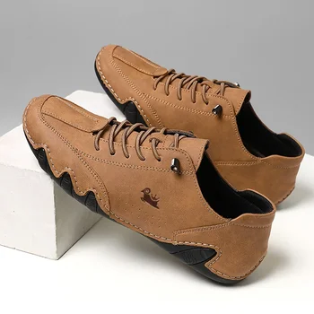 الرجال حذاء رياضة كاجوال أحذية من الجلد للرجال العلامة التجارية الفاخرة حذاء رجالي موضة الأخفاف رجل الرياضة المشي الأحذية دراجة نارية الأحذية 2