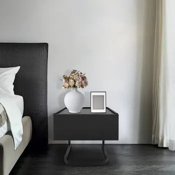 Comodino moderno con struttura in acciaio – Capacità 22-33 libbre, design salvaspazio per camera da letto, soggiorno e ufficio – Nero 1