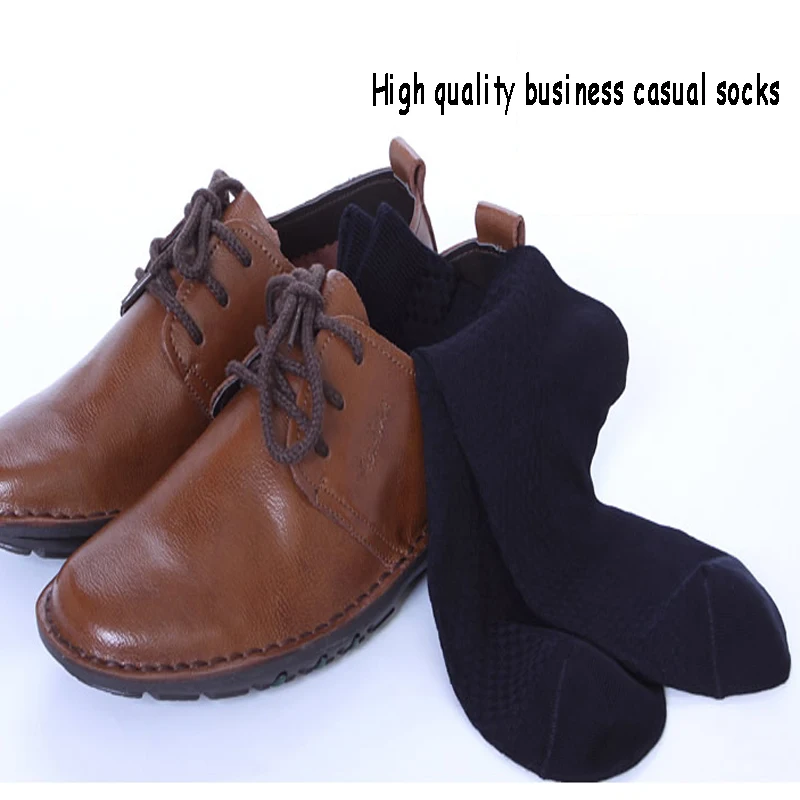 5Pairs/Lot Men Bamboo Fiber Socks 2022 New Compression Spring Long Black Optimal Business Casual Man Dress Socks Gift Size 38-45