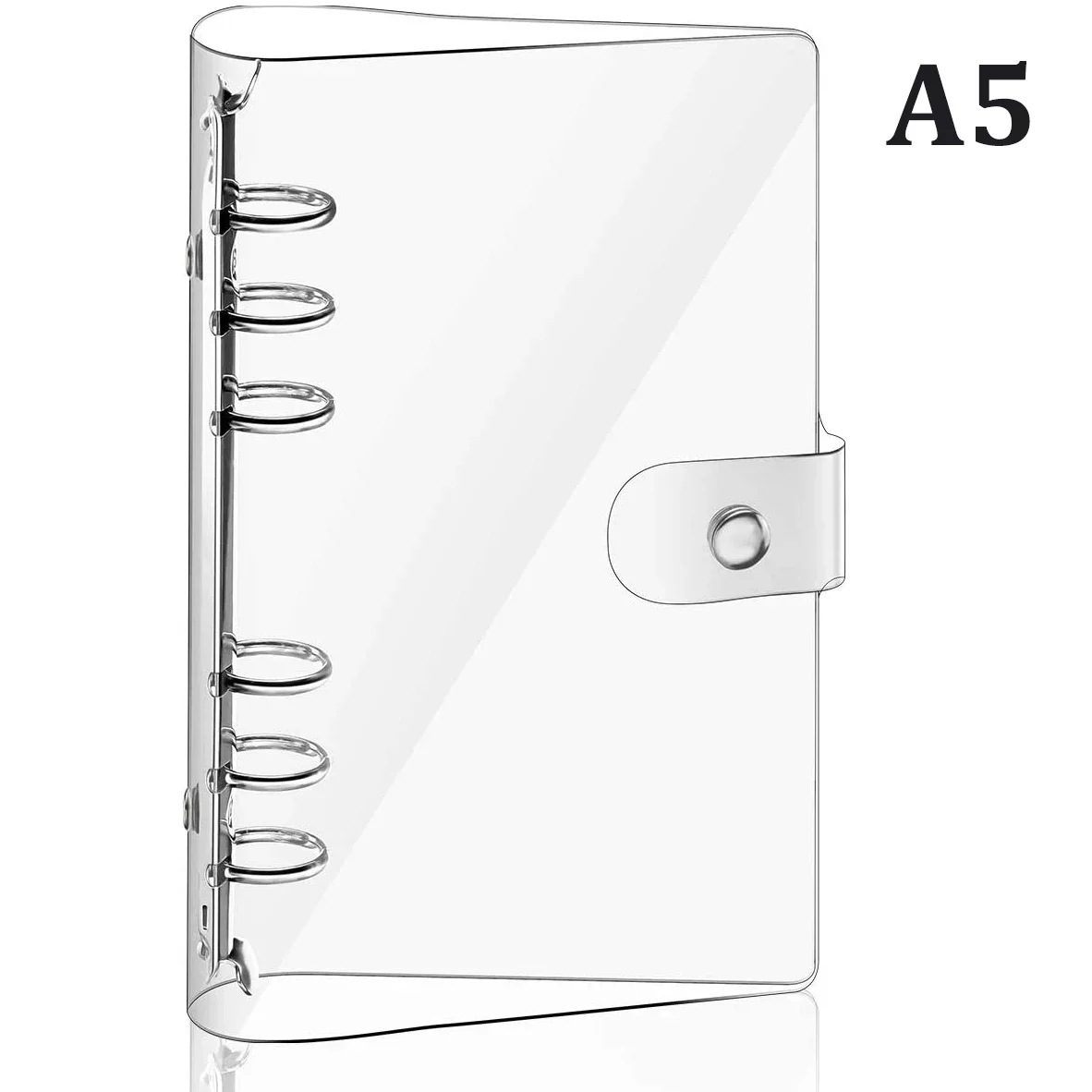 Transparent Soft PVC 6-Ring Binder Cover with Snap Button Closure