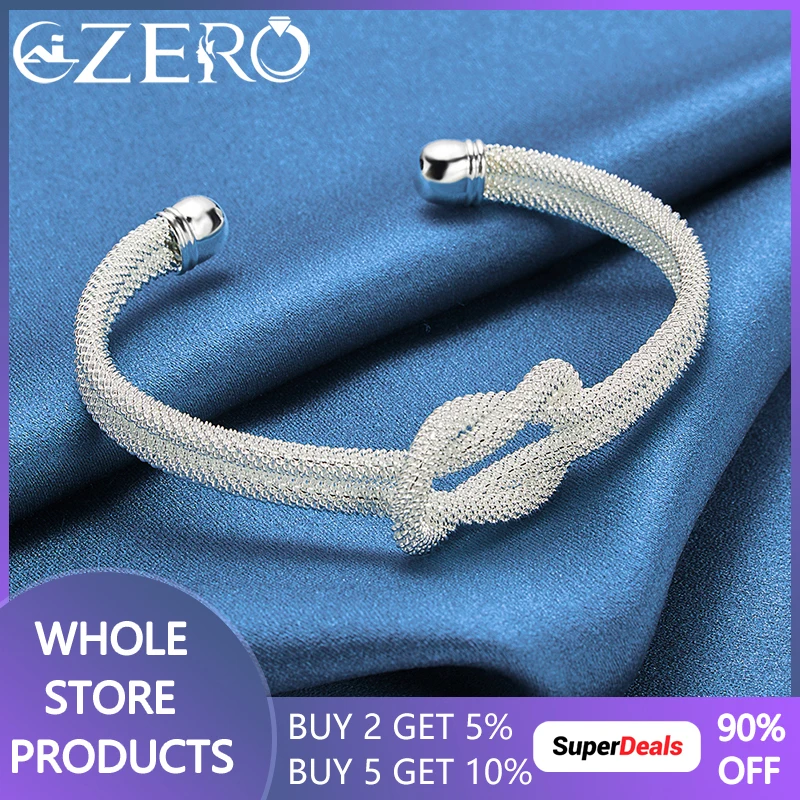

ALIZERO 925 Sterling Silver Interwoven Web Bracelet Bangle For Women Men Fashion Charm Wedding Engagement Party Jewelry Gift