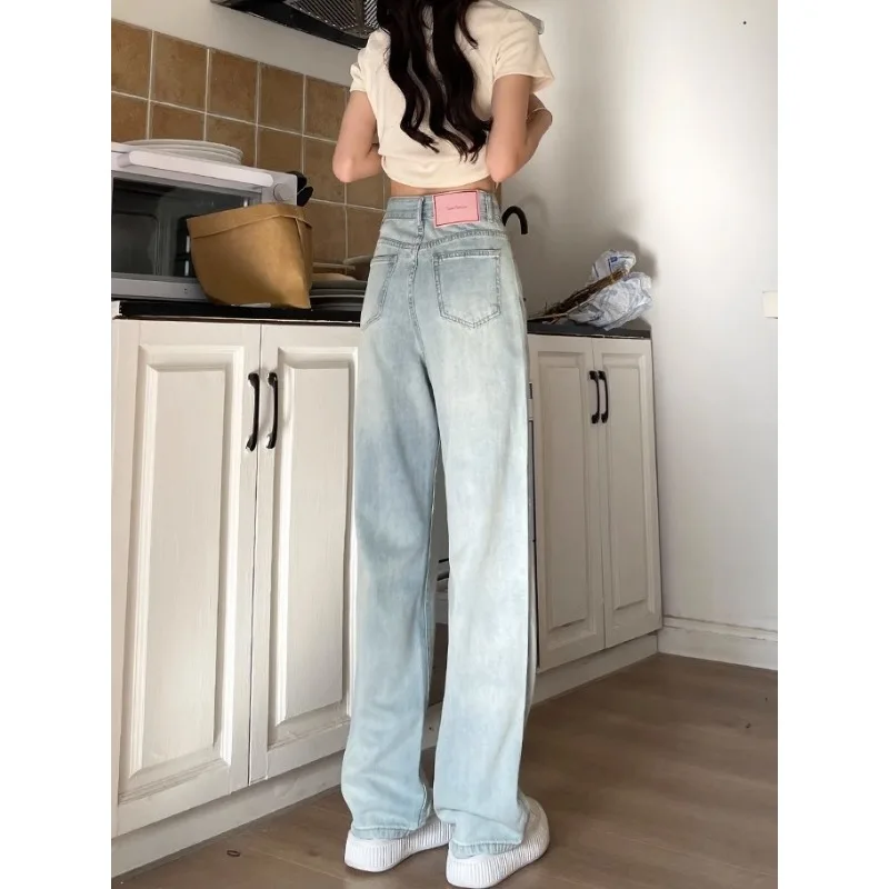 2023 New Wide Leg Jeans Women Summer Thin Ins Small Fellow Loose High Waist Narrow Version Straight Pants Slim Loose Trousers
