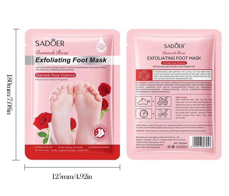 1/3/5 Pairs SADOER Rose Exfoliating Foot Mask Hydrating Nourishing for Feet Pedicure Skin Care