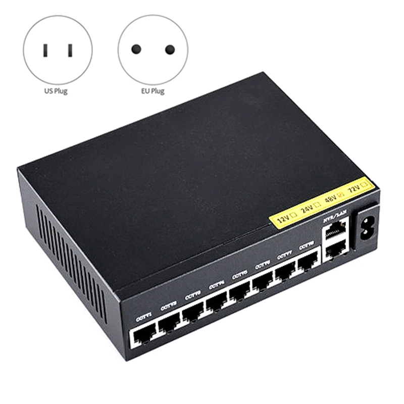 8+2 Standard POE Switch Network Splitter 10-Port Switch Wireless AP Monitoring