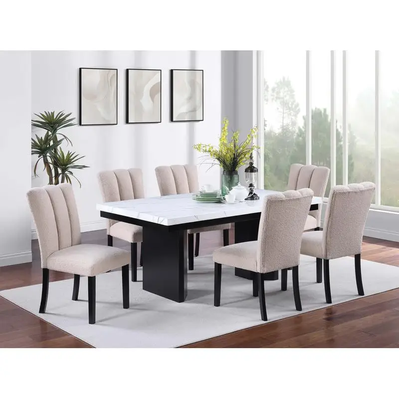 7-Piece Faux Marble Dining Set 1
