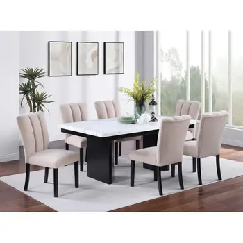 7-Piece Faux Marble Dining Set 1