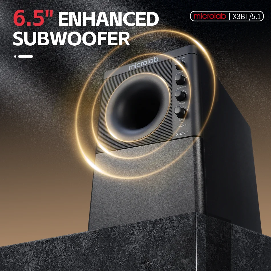 5.1 홈 시어터 시스템 마이크로랩 X3BT 5.1 180W RMS 출력 서브우퍼 노래방 서라운드 사운드 홈 시어터 시스템