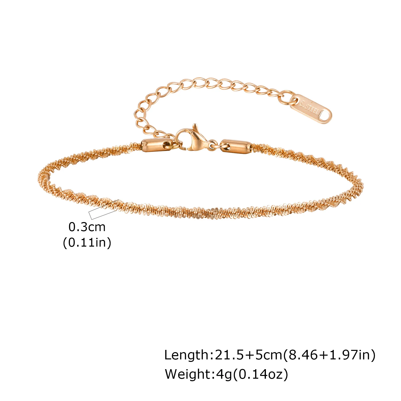 Funkelndes Knöchelkettenarmband aus Edelstahl für Damen, vergoldetes, trendiges, minimalistisches Fußkettchen, wasserdichtes Geburtstagsschmuckgeschenk – Detail 8