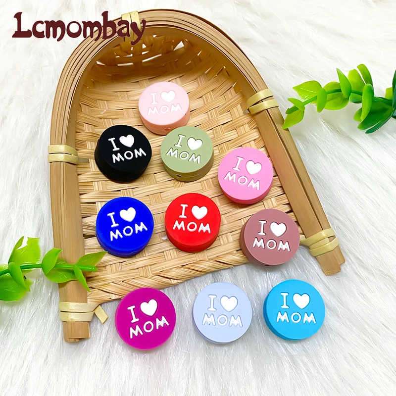10Pcs New Love MOM Silicone Beads To Make Bracelets DIY Pacifier Chain Baby Teething Toy Jewelry Accessories