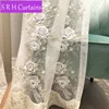 French Purple 3D Rose Flower Embossed Embroidery Curtains Bedroom Sheer Tulle Curtains For Living Room Balcony Window Drapes 2