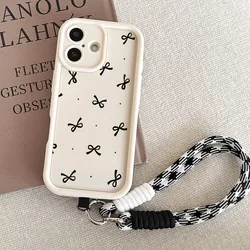 Funny Bowknot Wrist Chain Lanyard Phone Case - Galaxy A21s (WhiteSS - JSS005)