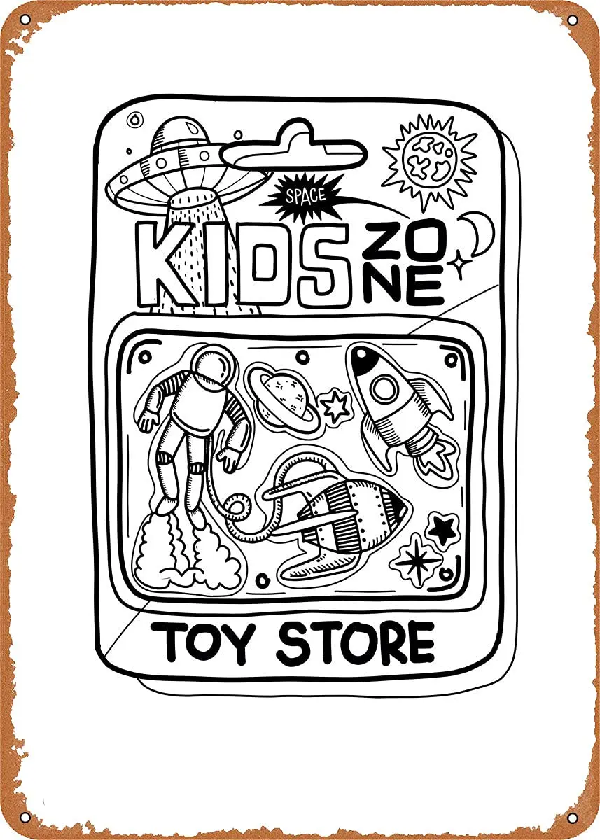 

Pop Art Poster Toy Case 2 Metal Tin Sign Retro Wall Decor Vintage Art Print Poste Great Gift for Space Fans 8 x 12 inch