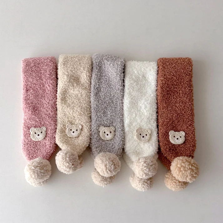 New Autumn Winter Children Cute Cartoon Bear Outdoor Warm Scarf Newborn Neckerchief Thicken Baby Boy Girls Soft Scarves for Kids baby scarf,wool scarf