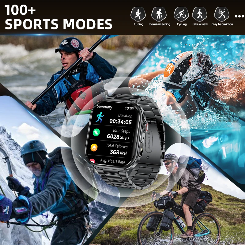 LIGE Smart Watch Men Women Flashlight 2.01” HD Display AI Voice Bluetooth Call Sports Watches Health Monitor Smartwatch Men New