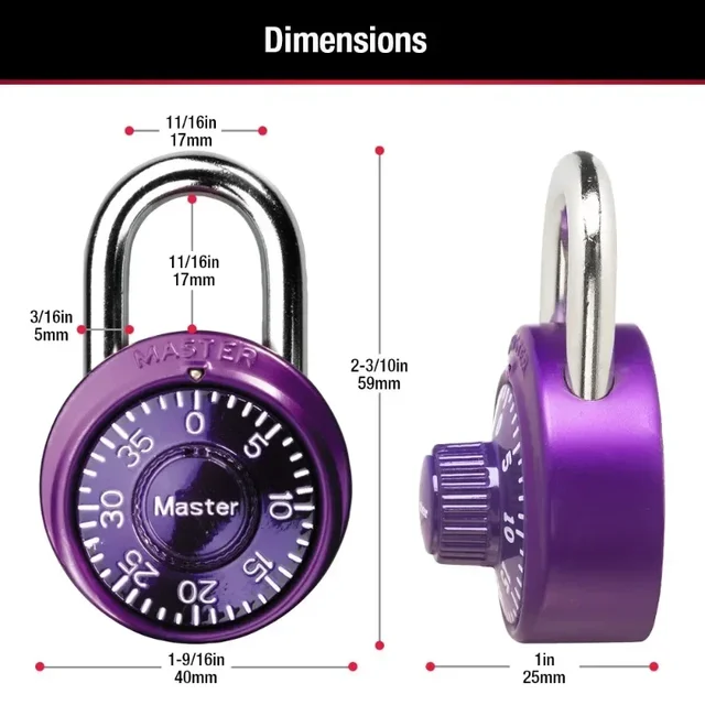 Master Lock 1533DCM Combination Locker Rotate Password Lock Combination Padlock Rotation Lock for Gym and School Lockers Color 6