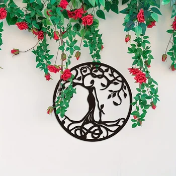 Stunning Metal Tree of Life Wall Decoration - Round Iron Art Home Wall Hanging, Perfect Sculpture Gift for Room and Home Decor 5