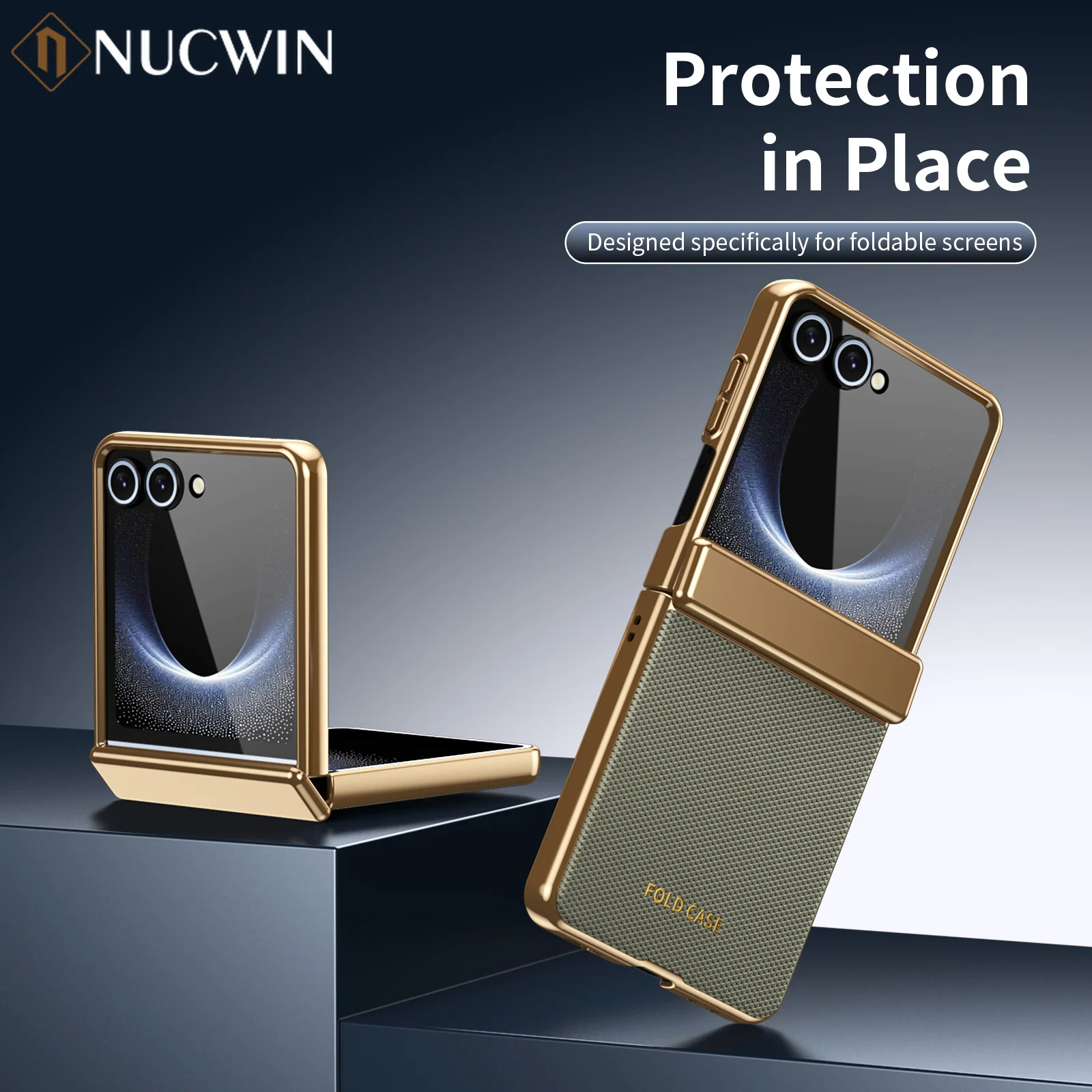 Luxurious PU Leather Hinge Protective Phone Case with Tempered Screen Film Cover
