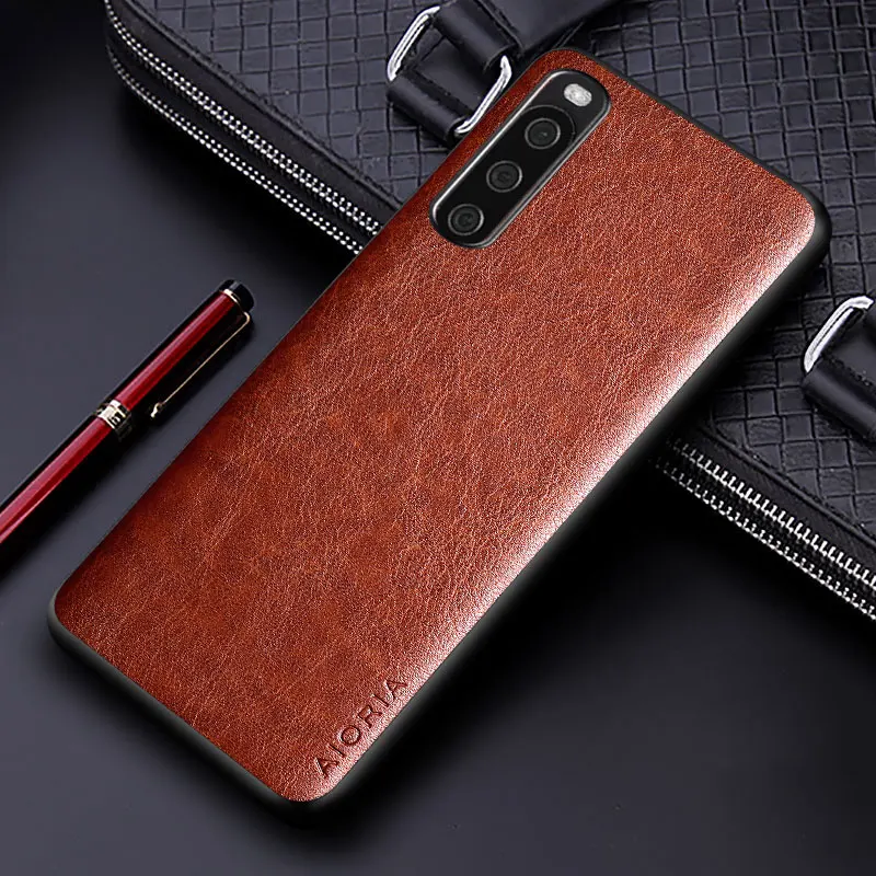 Luxury PU Leather Business Phone Case - Solid Color Design