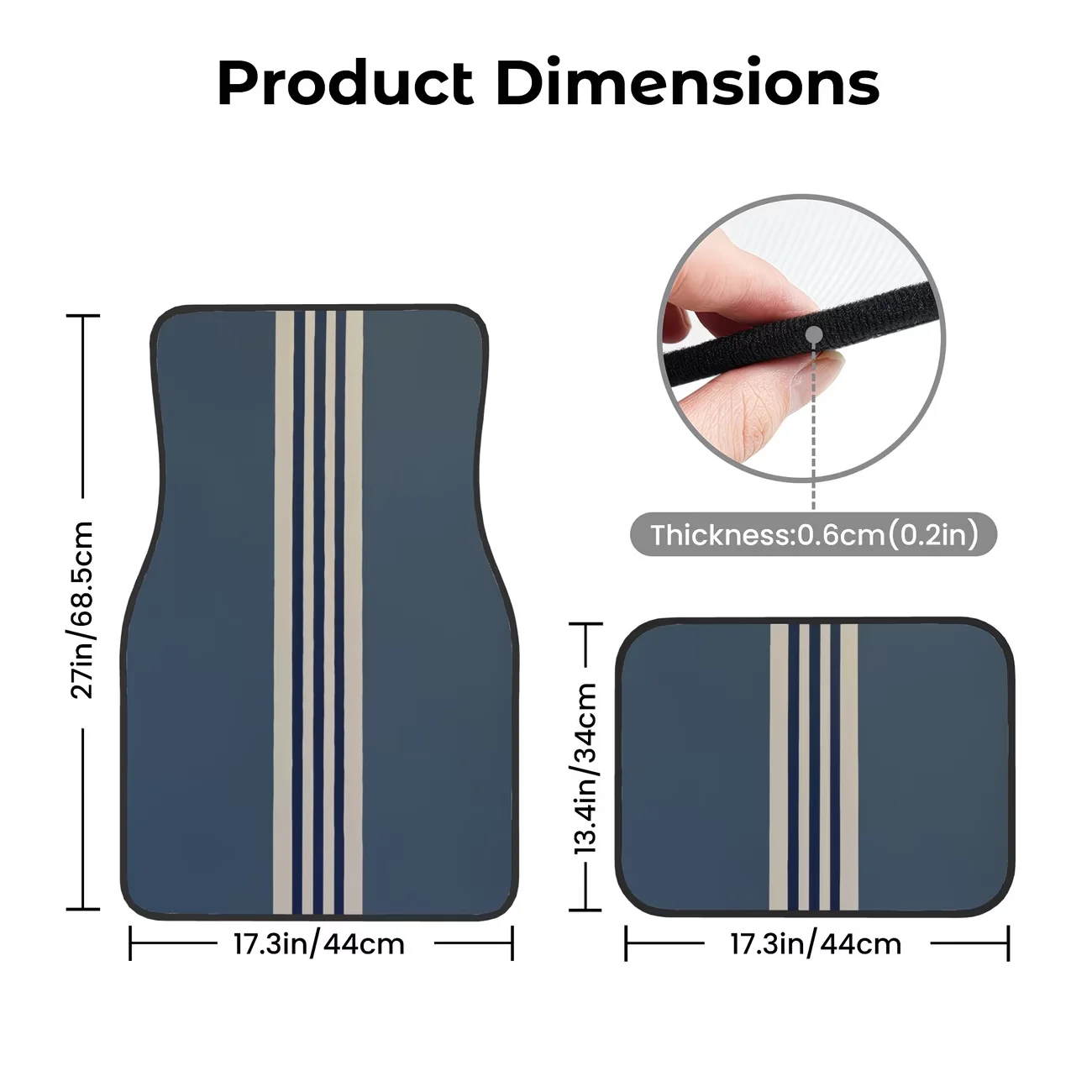 Set di 4 tappetini per auto con un aspetto sofisticato e un design a righe iconico, perfettamente progettati con motivi personalizzati, adatti per auto, camion e SUV, resistenti e facili da pulire, adatti a tutte le stagioni, perfetti per gli appassionati di auto, ideali come regalo per amici e familiari. - Image 2