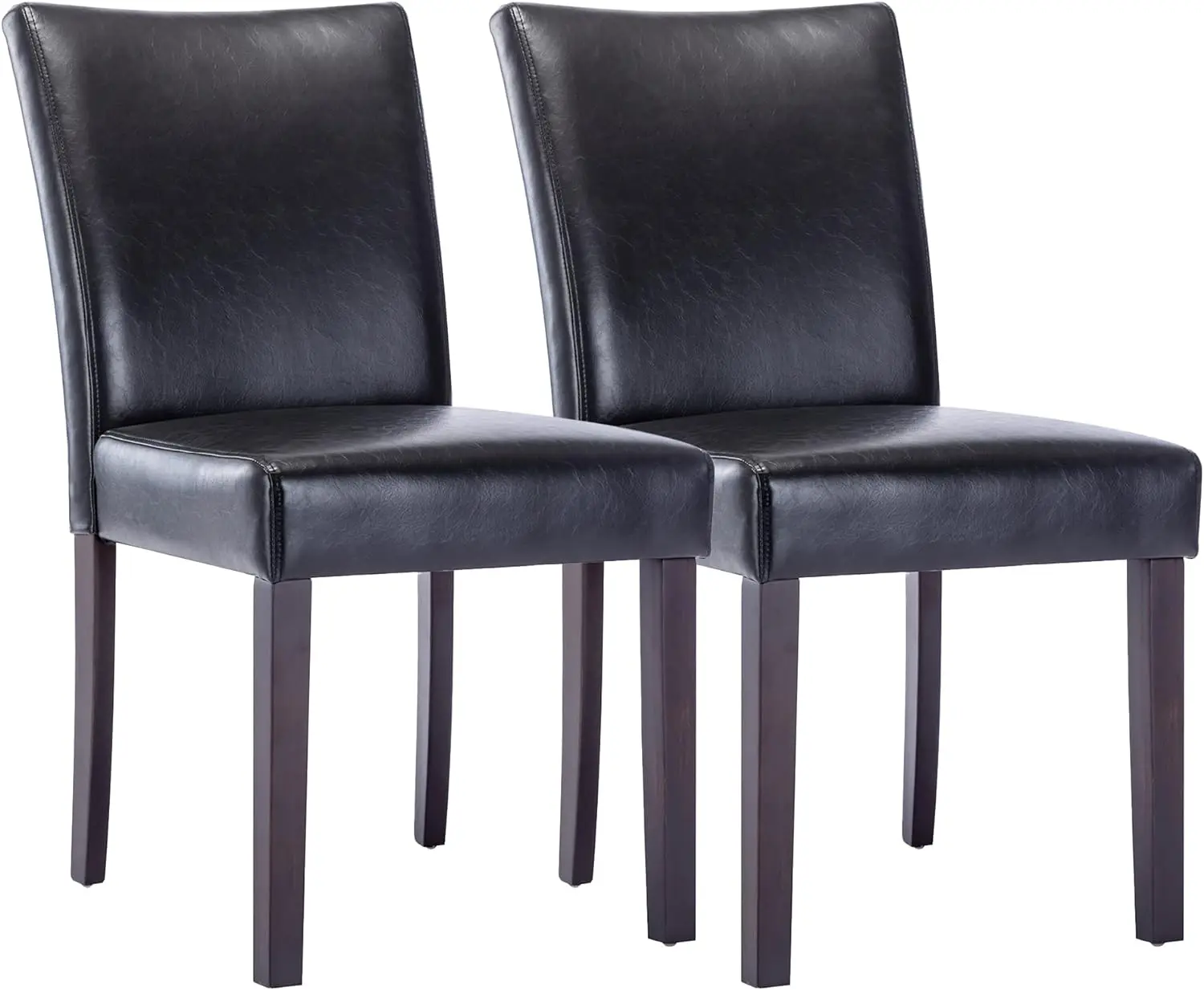

Watson & Whitely Upholstered Kitchen & Dining Room Chairs with Low Back, Faux Leather Armless Dining Chairs with Solid Wood