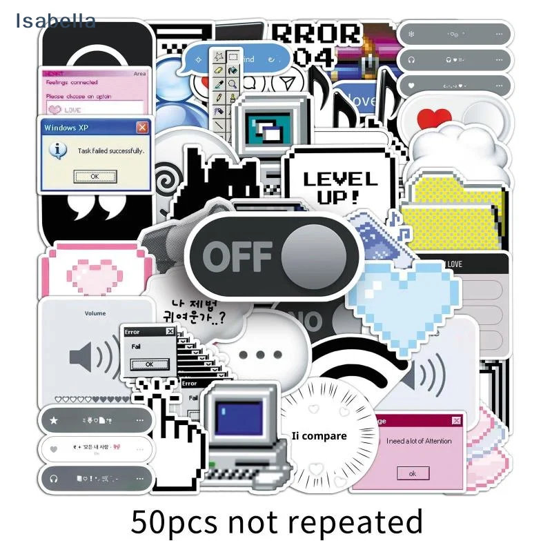 50Pcs 404 네트워크 오류 자바 DIY 스티커 재미 있은 프로그래머 인터넷 MEME 스티커 스크랩북 전화 수하물 방수 데칼