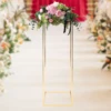31*31*100cm Gold Flower Floor Stand Metal Column Flower Stand Flower Arrangement For Wedding Party Dinner Centerpiece 4