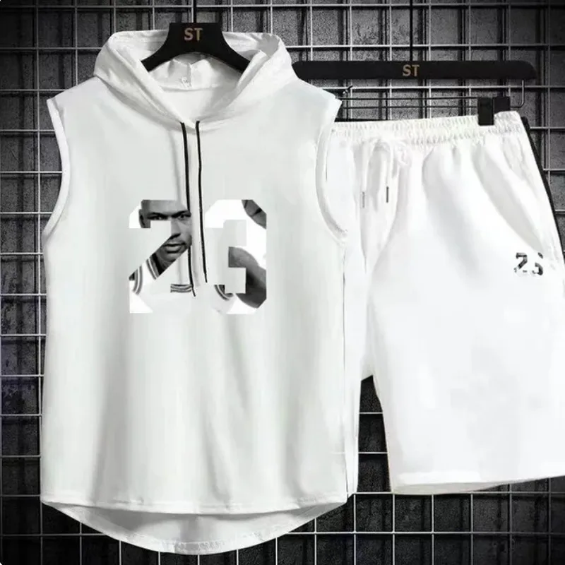 New Men's Oversized Activewear Collection, Sleeveless T-shirt, Shorts, Sports Vest, Summer Gym Workout