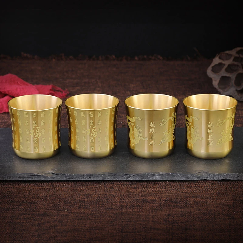 Brass Tea Cups Tea Mug Homeware China Antique Bar Drinkware Ancient Teacup for Drink Tea Coffee Tabletop Home Office Decor - 3