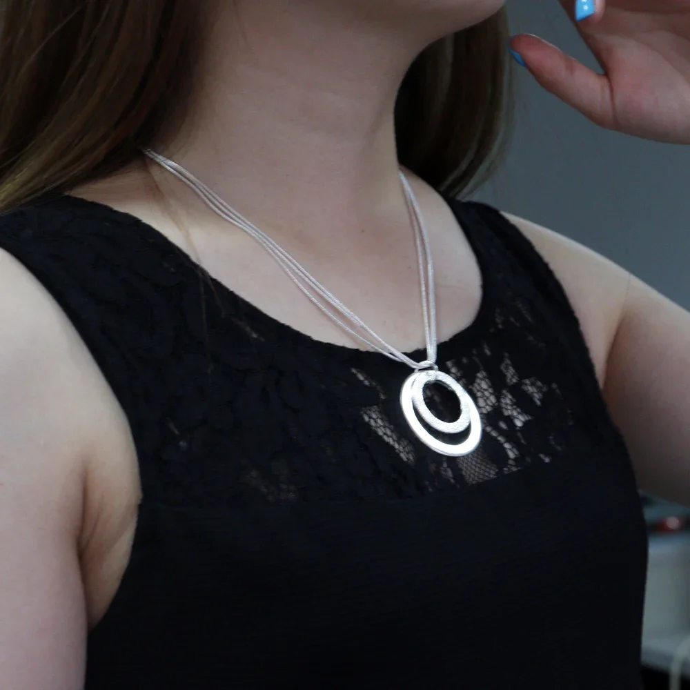 45cm Fine noble circle pendant 925 Sterling Silver necklaces for Women fashion charms Jewelry Party wedding Christmas Gifts